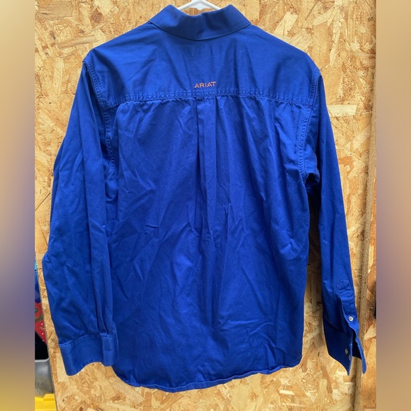 Ariat Men's Blue Cotton Collared Long Sleeve Casual Button-Up Shirt Small EUC - Picture 5 of 5